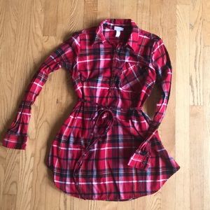 Red Plaid Button-Up Isabel Maternity Shirt XS